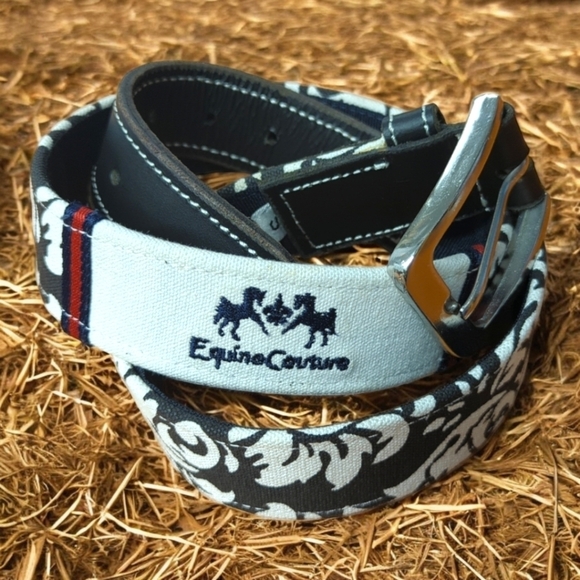 Equine Couture Black Leather and Canvas Belt Women's S - Picture 1 of 8
